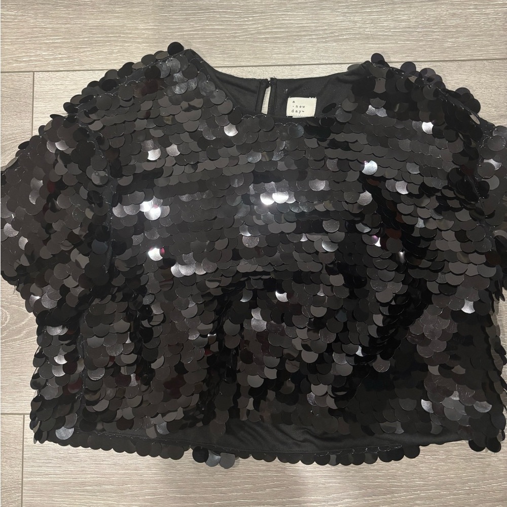 NWOT A New Day Sequence Cropped Tee